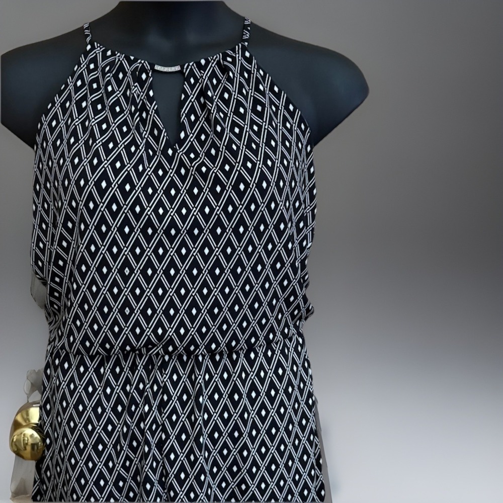 White House Black market  Diamond Print One Piece Romper.